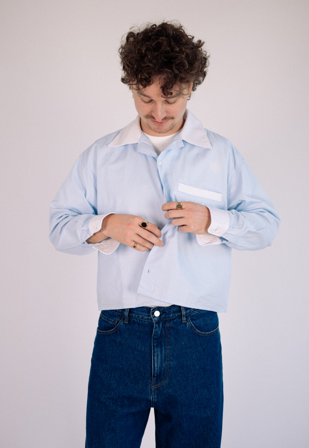 White Collar Button Up Shirt